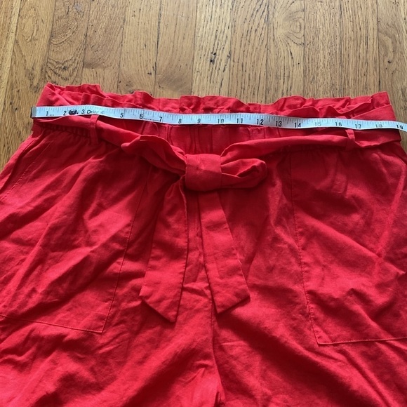 AVA & VIV Red Paper Bag High Waisted Tie Knot Linen Blend Shorts Size 1x - Picture 4 of 10